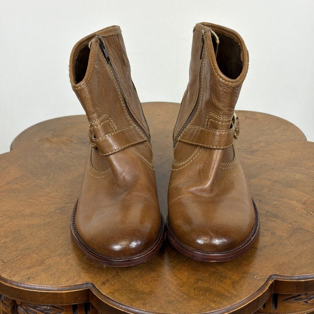 Johnston & Murphy Brown Leather Boots Women's Size 8.5 Ankle Bootie Side Zip - Picture 3 of 8